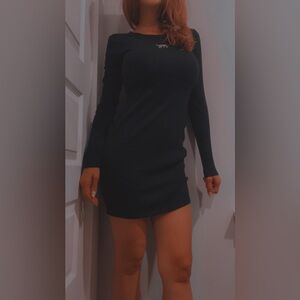 Wild fable knitted Y2K black dress with cheetah decal size extra small